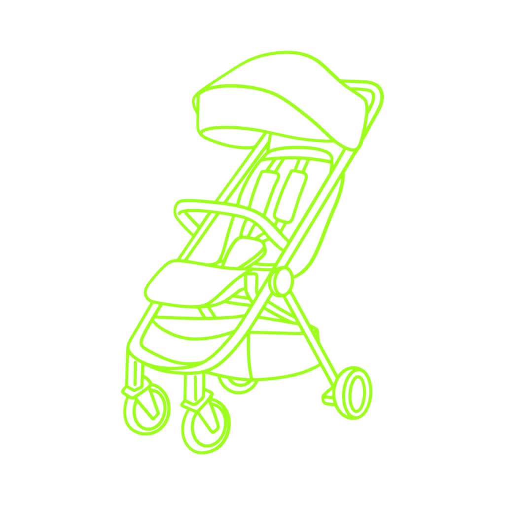 green stroller graphic