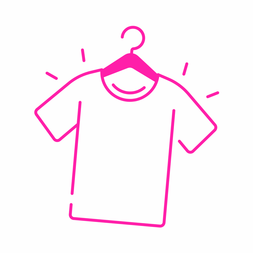 pink shirt on hanger graphic